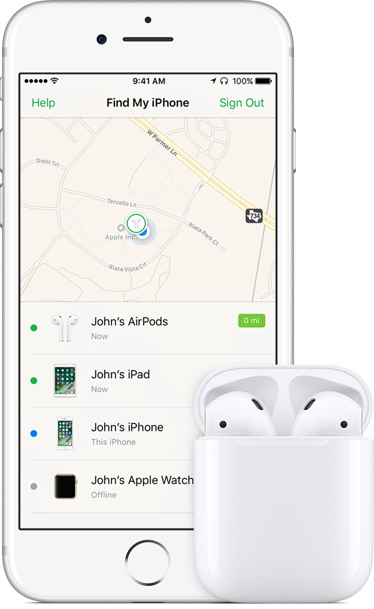 turn on find my iphone airpods
