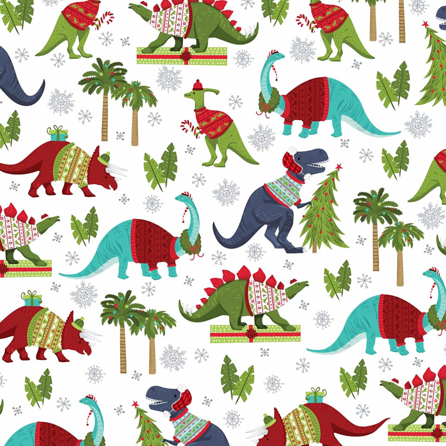 dinosaur-christmas-wrapping-wallpaper - MacTrast