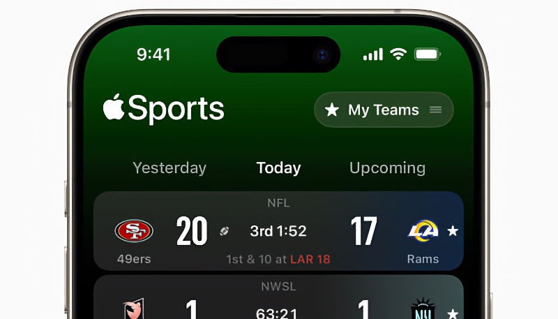 Apple Sports App Adds NFL and College Football Live Scores and Play-by-Play